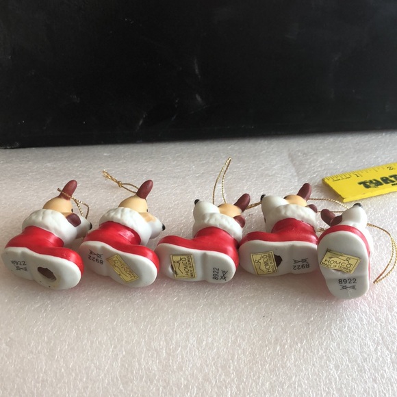 Vintage Homco ceramic Reindeer Christmas ornaments-5pcs - Picture 5 of 9